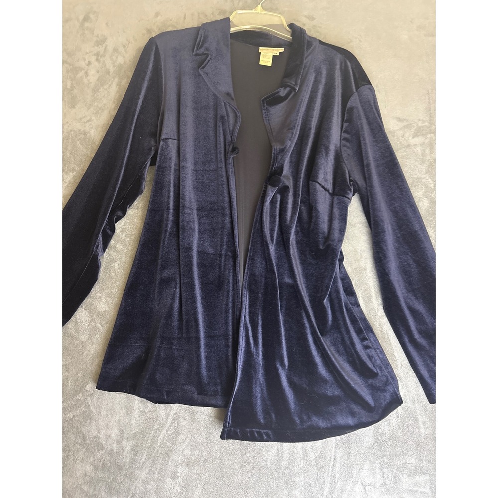 Navy Blue Velvet Extra Soft Cardigan Single Button 14